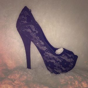Black silver heels